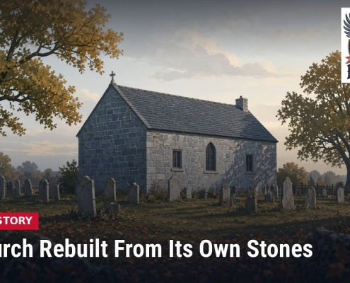 Fostoria News Old stone church surrounded by trees, illustrating historic architecture and restoration.